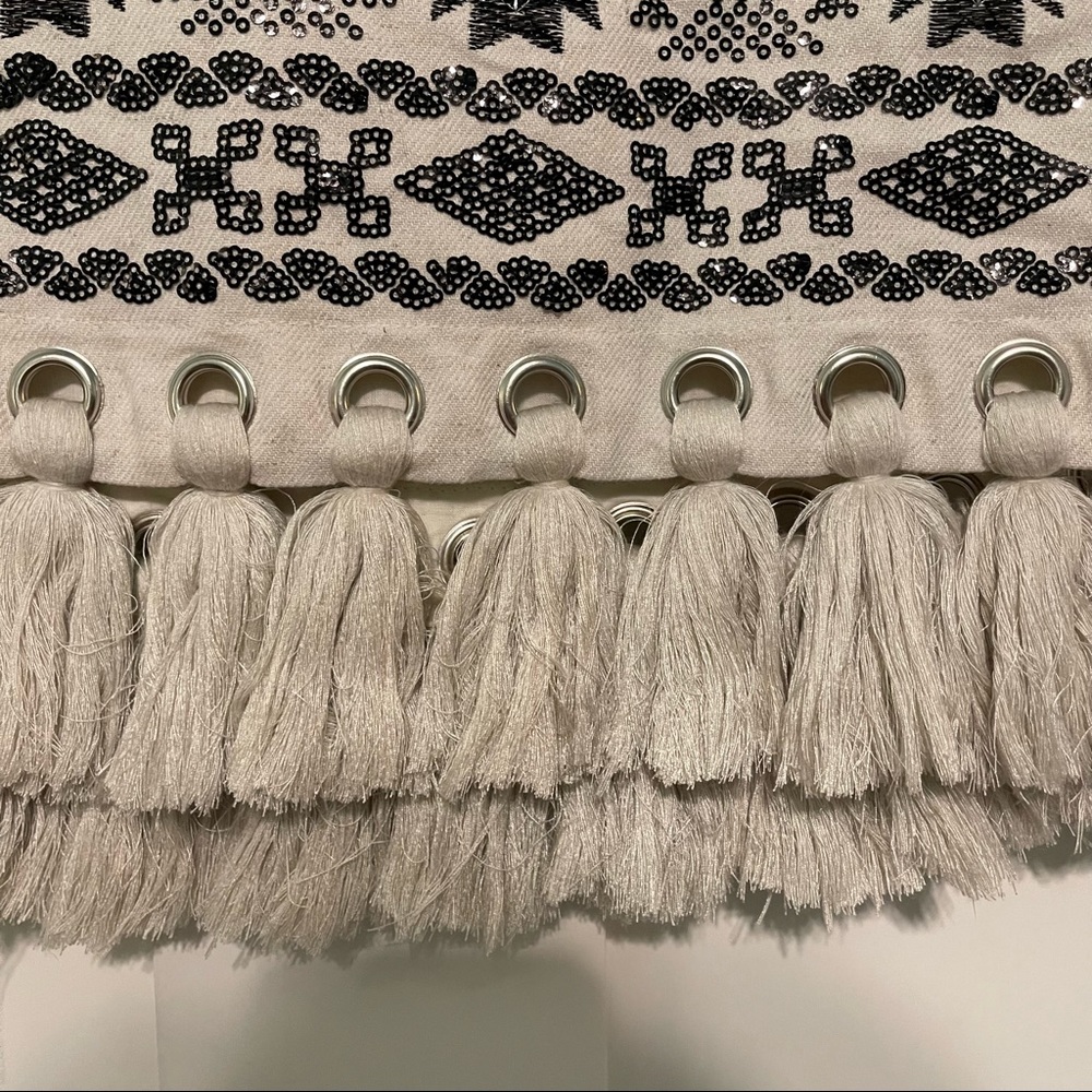 Lulus size small cream with black embroidery sequin tribal print skirt fringe! - Picture 5 of 8